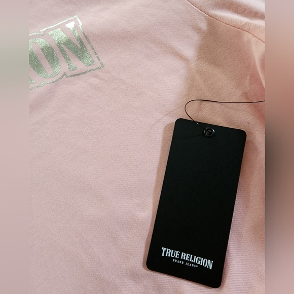 NWT True Religion Foil Crew tee XL- dull pink - Picture 7 of 7